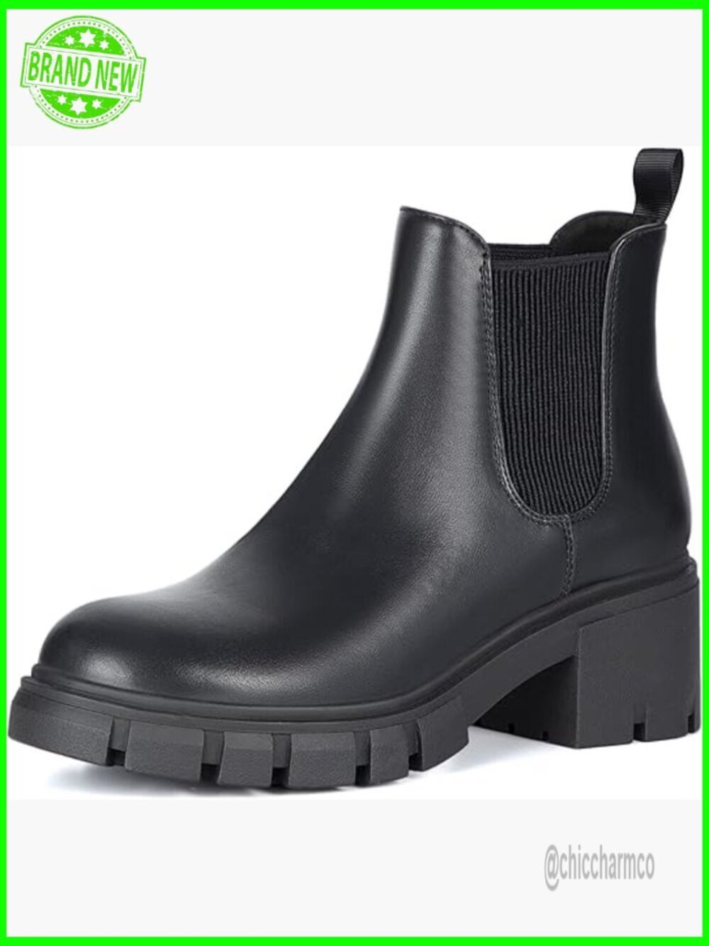 Chelsea Boots Lug Sole Chunky Heel Slip On Elastic Ankle Bootie